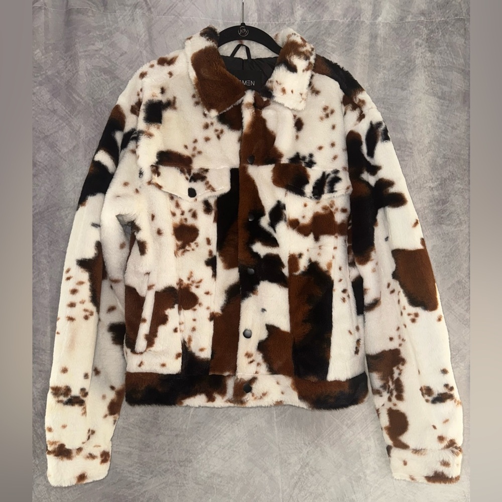 Fashion Nova Brown and White Patterned Jacket